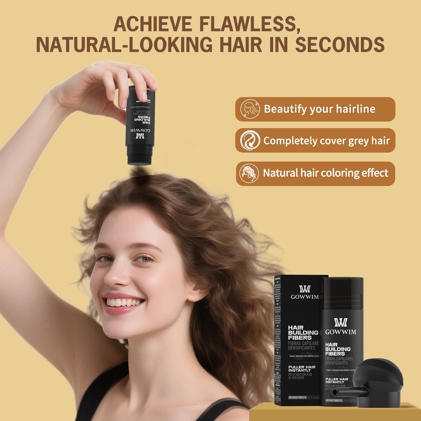 Complete GOWWIM hair building kit components laid out showing professional salon grade quality
