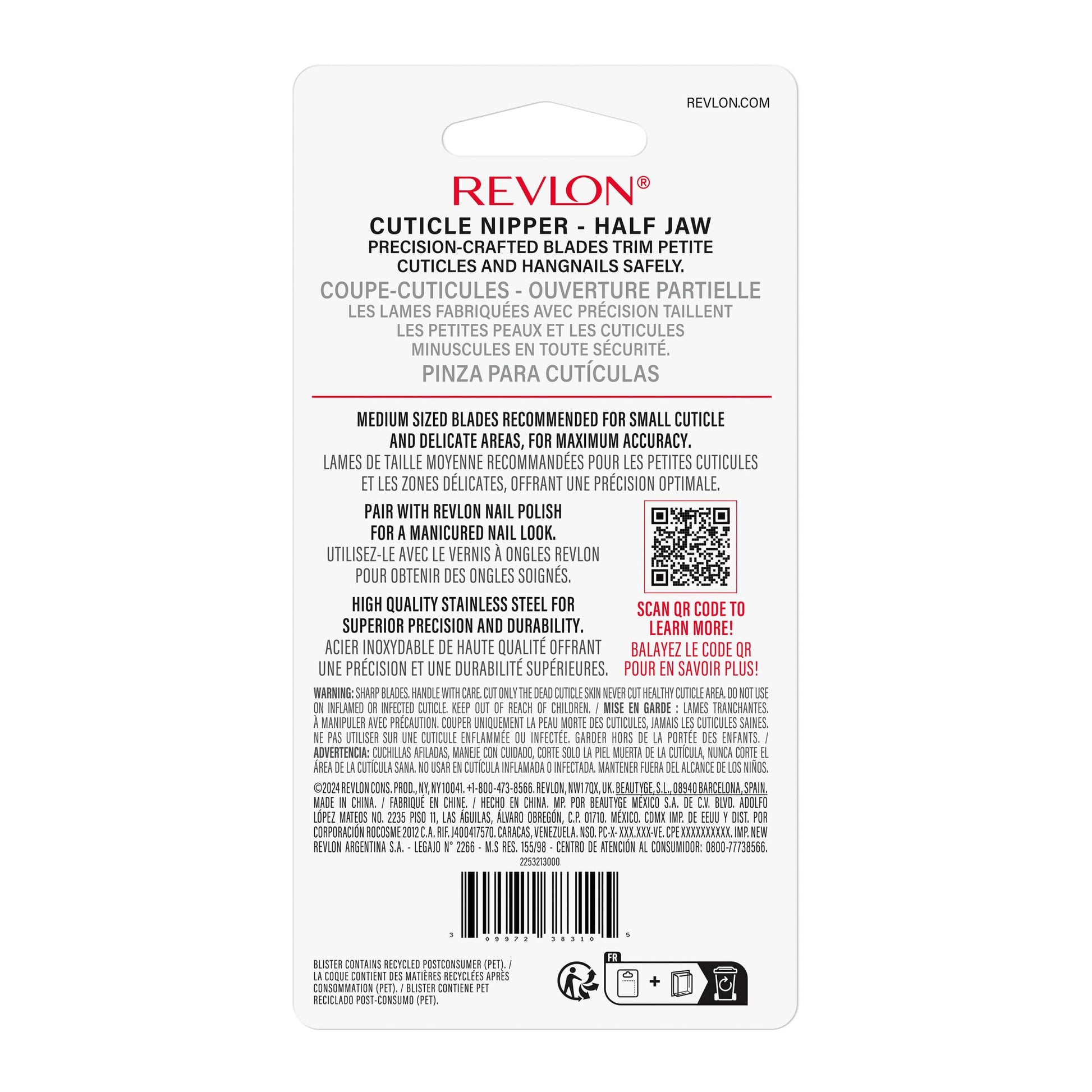 Ergonomic non-slip handle of Revlon cuticle nipper tool
