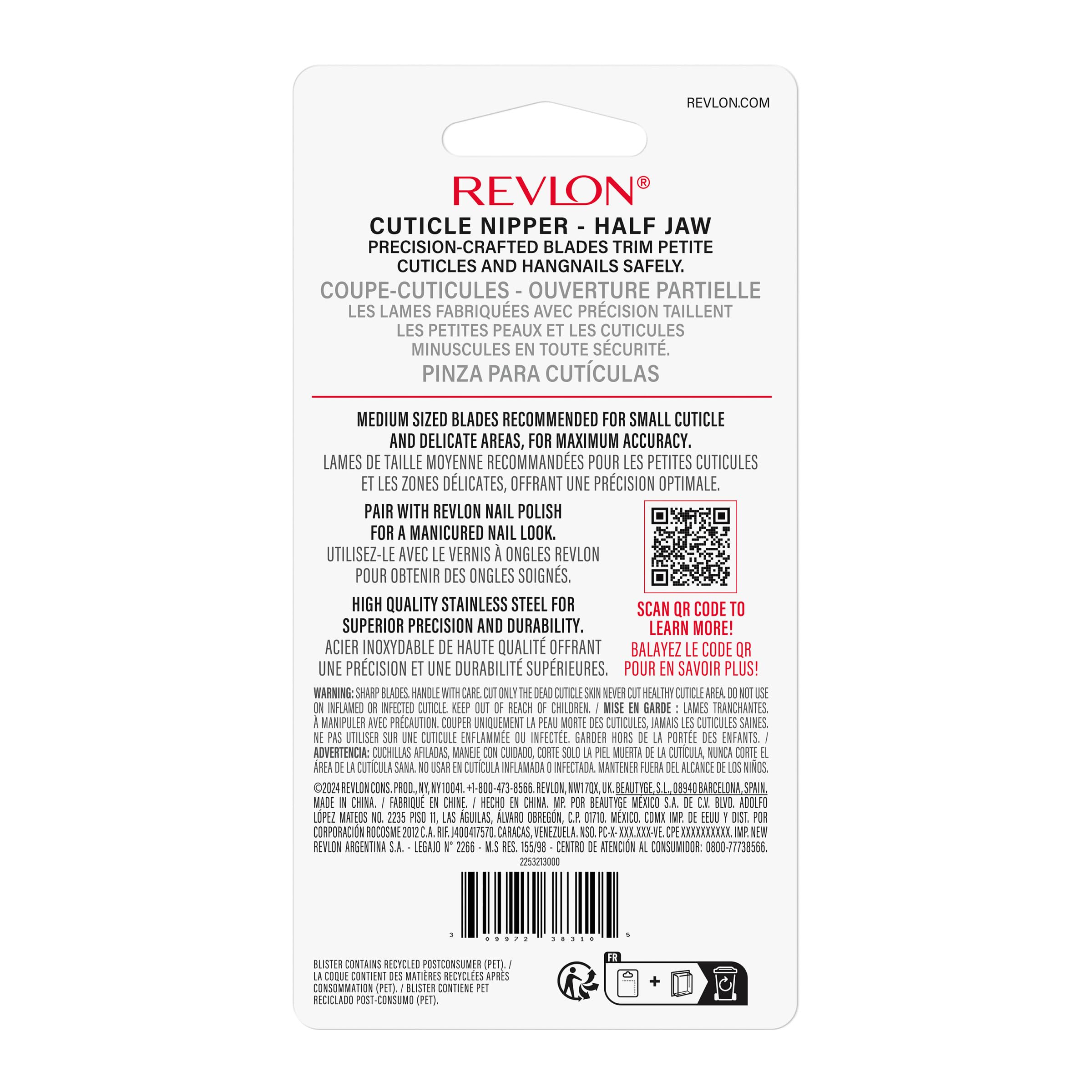Ergonomic non-slip handle of Revlon cuticle nipper tool
