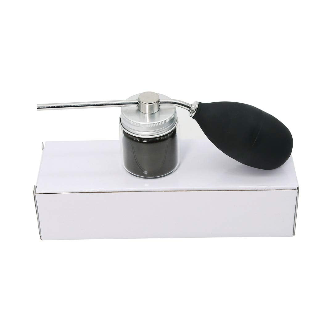Refillable hair fiber spraying tool with rubber pump assembly for thinning hair coverage.