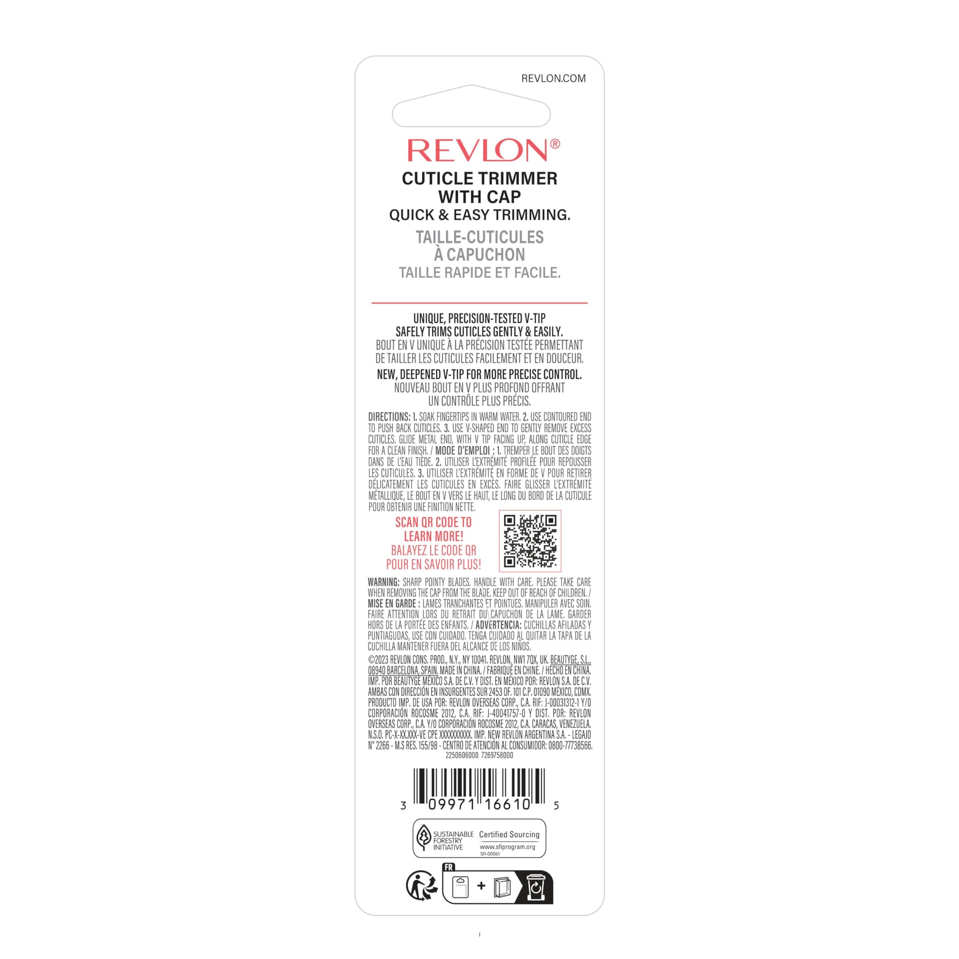 Revlon authentic USA imported cuticle trimmer packaging