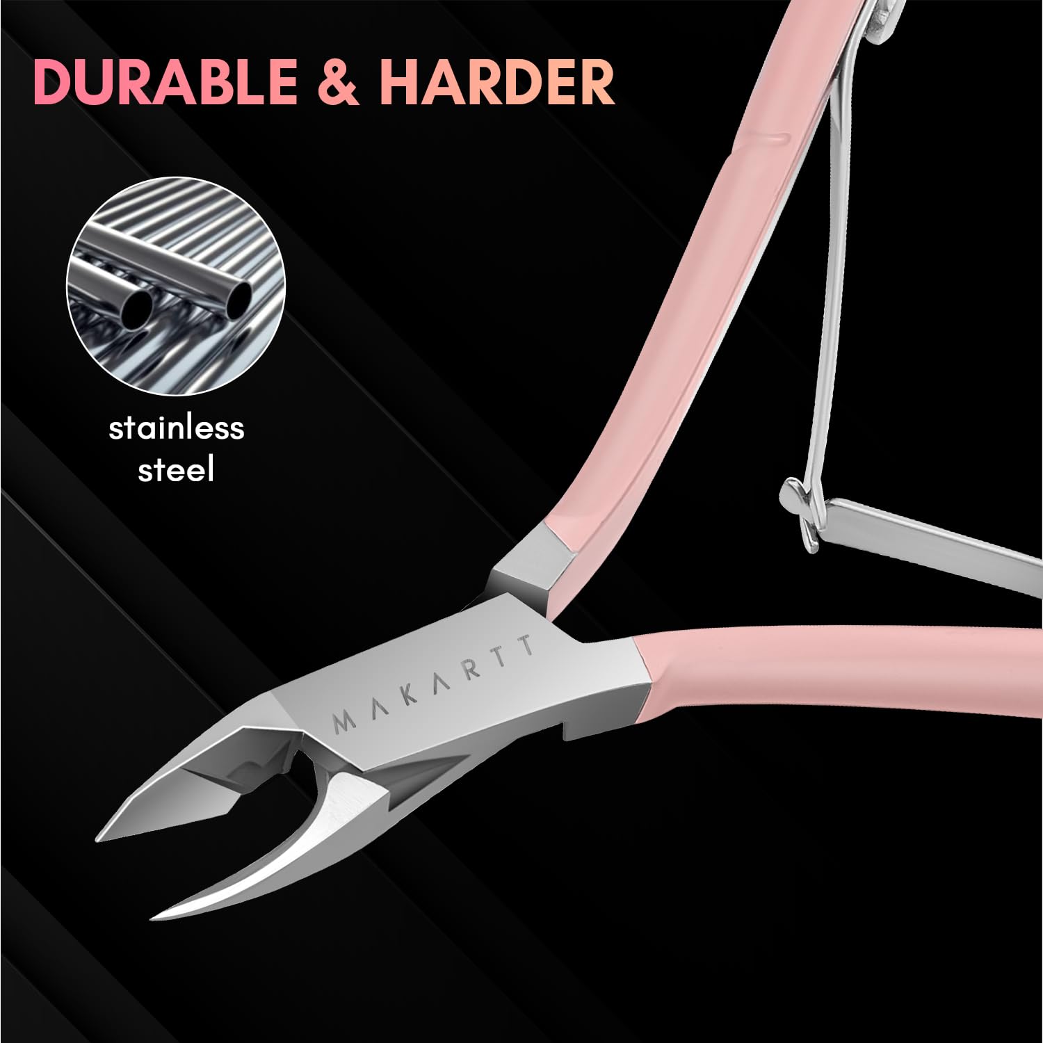 Makartt eagle mouth shape sharp cuticle remover tool with protective silicone cap attached