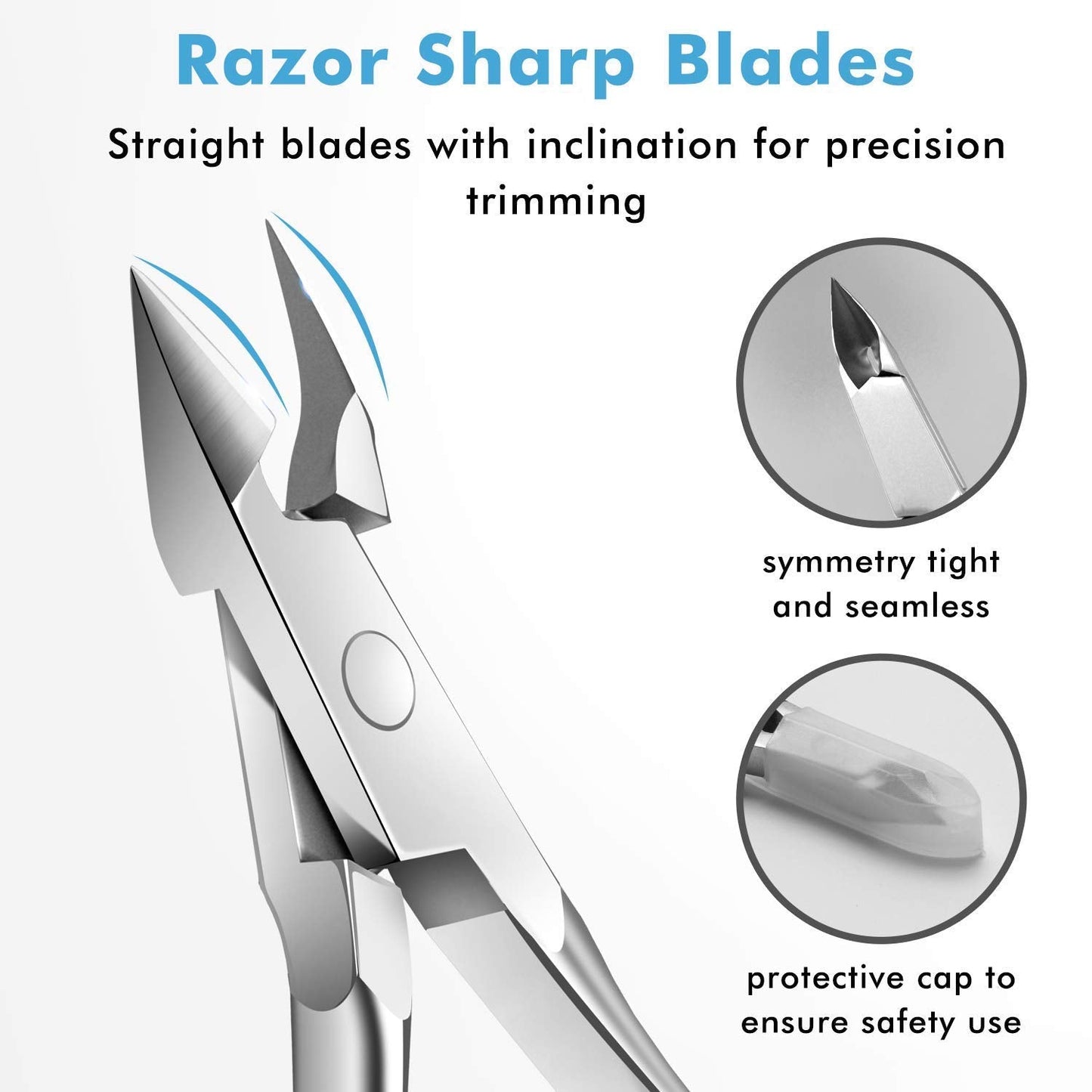 Dual sided stainless steel cuticle pusher tool demonstrating the scraping edge and the flat curved contour end.