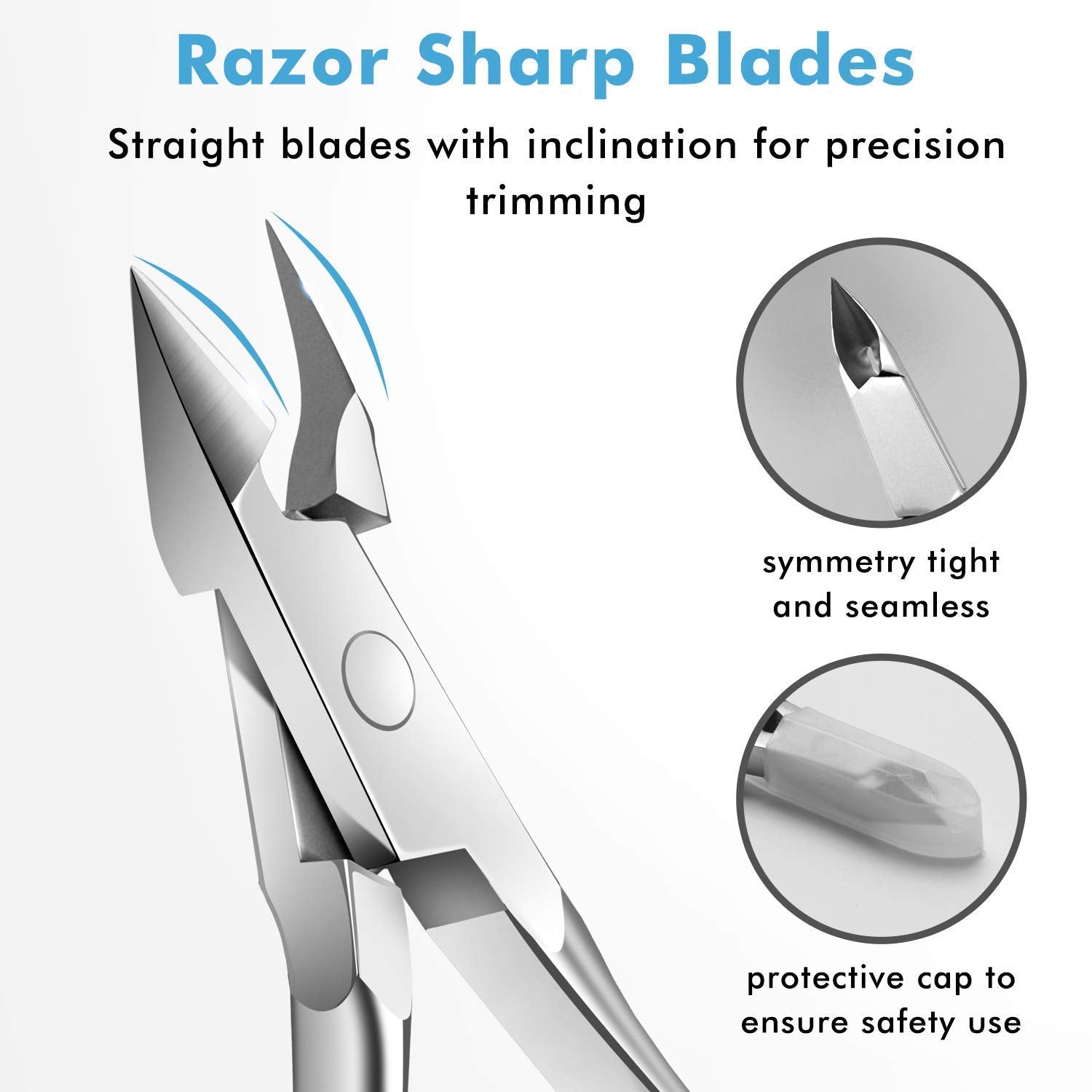 Dual sided stainless steel cuticle pusher tool demonstrating the scraping edge and the flat curved contour end.