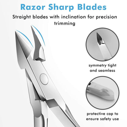 Dual sided stainless steel cuticle pusher tool demonstrating the scraping edge and the flat curved contour end.