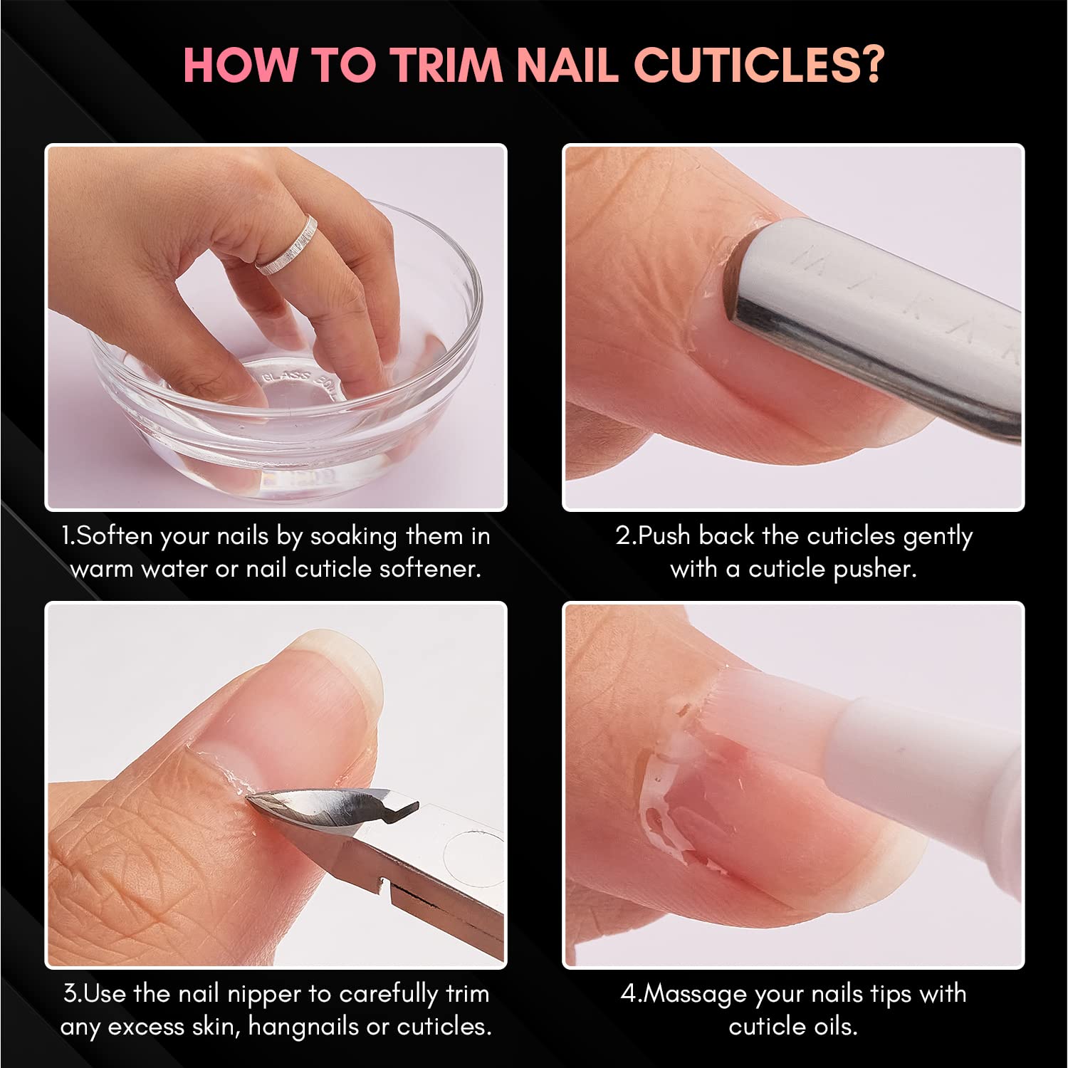 Handheld view of Makartt pink cuticle nippers demonstrating comfortable non slip grip size