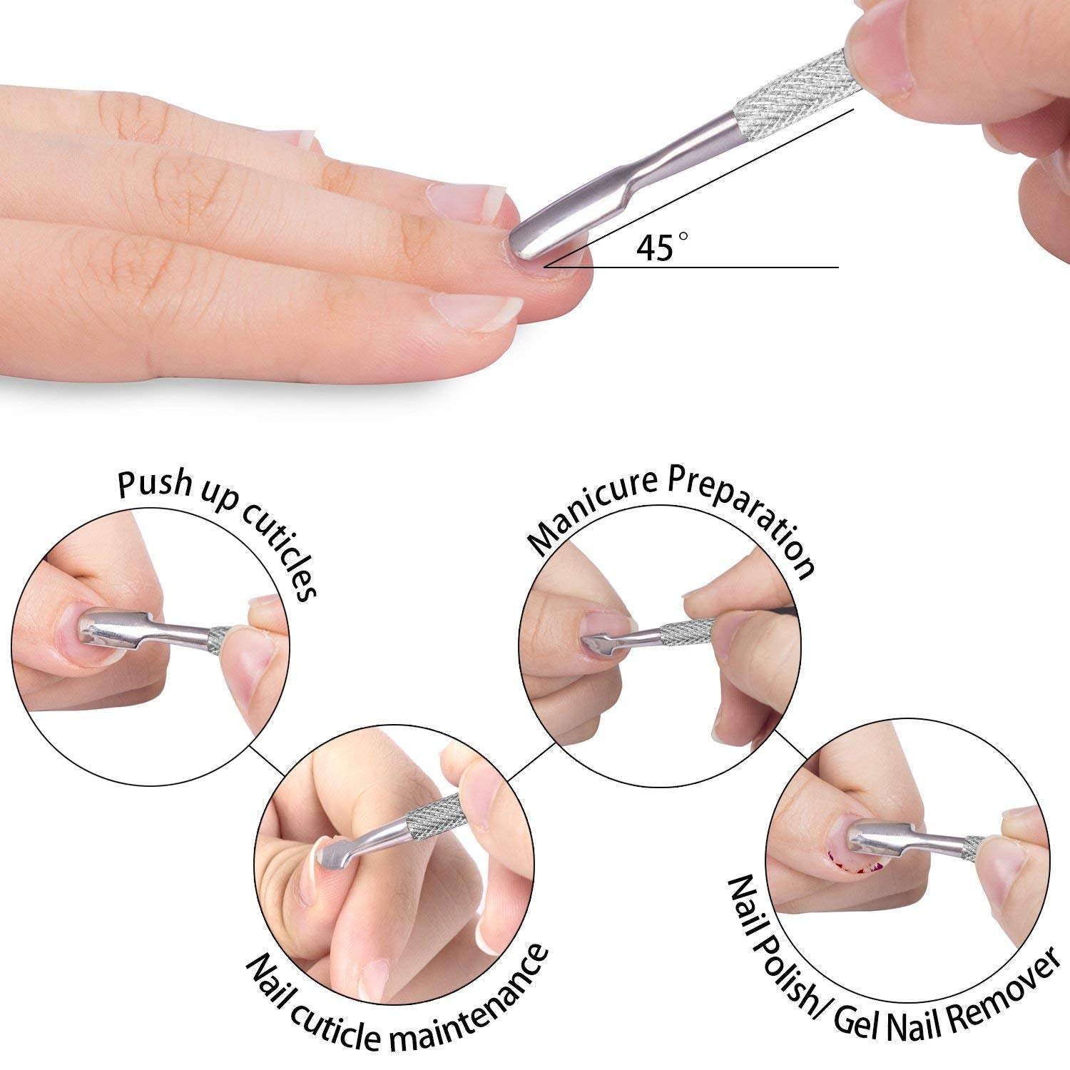Ergonomic handles of the silver cuticle clippers showing the built-in flexible spring system for non slip grip.