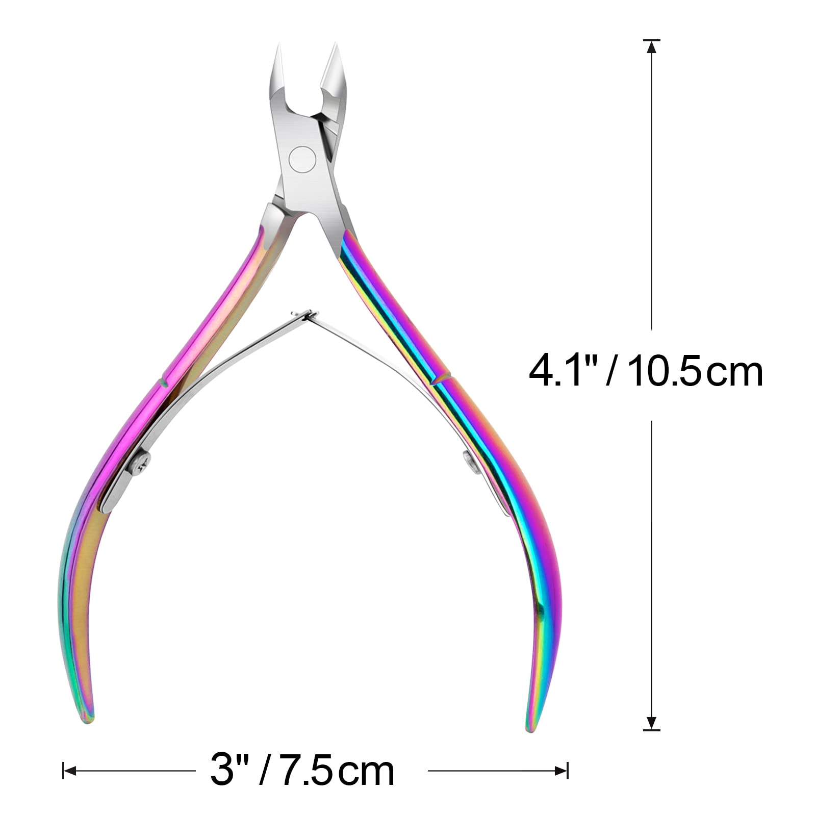 Close up of Awpeye rainbow cuticle nipper 1/2 jaw design