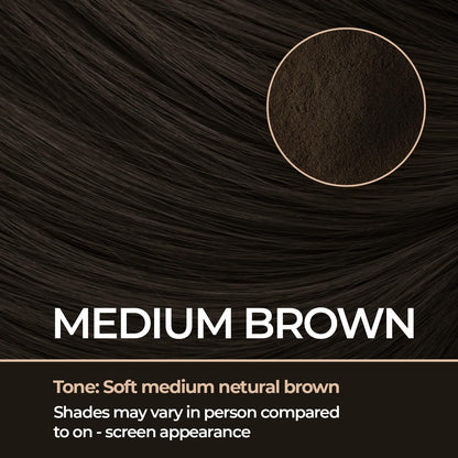 Confierr hair thickening powder bottle showing medium brown color variant label