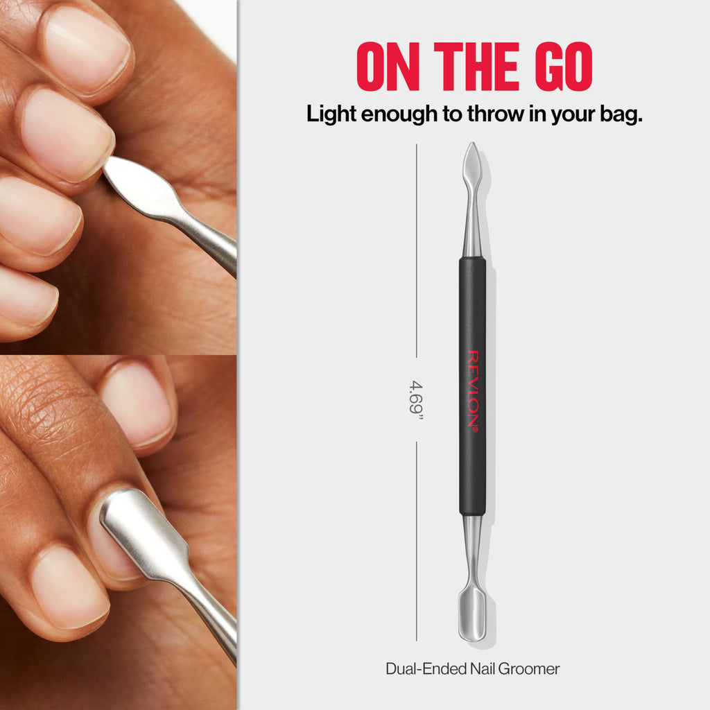 Hand holding Revlon stainless steel nail groomer