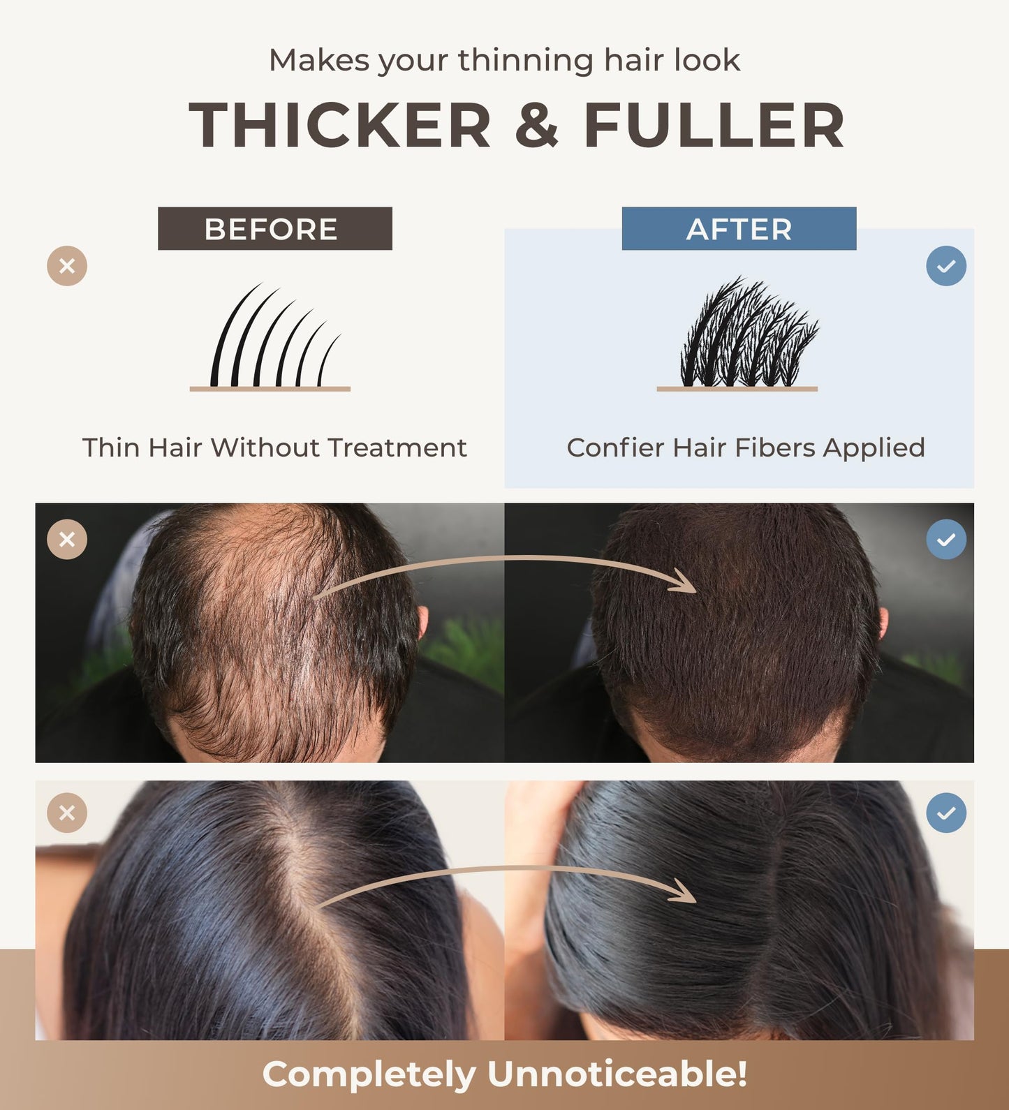Premium keratin hair building fibers for instant scalp coverage close up