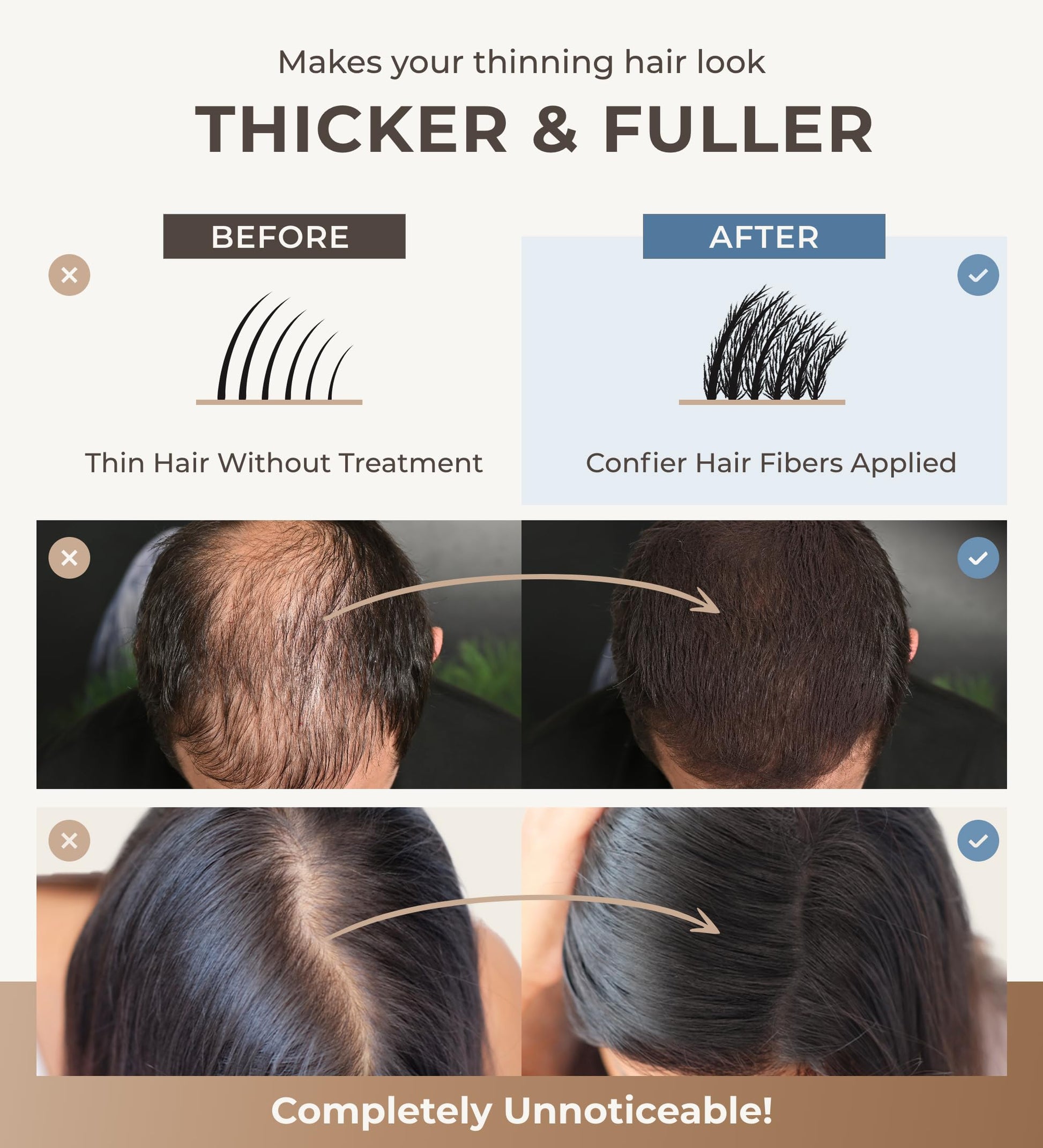 Premium keratin hair building fibers for instant scalp coverage close up