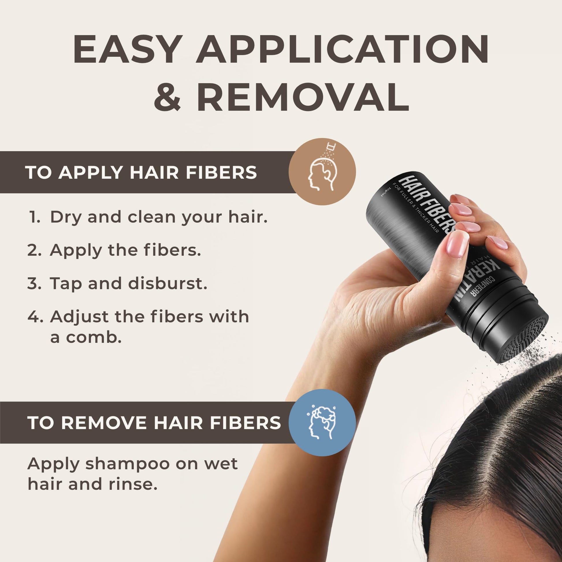 USA imported hair volumizing fibers packaging designed for men and women
