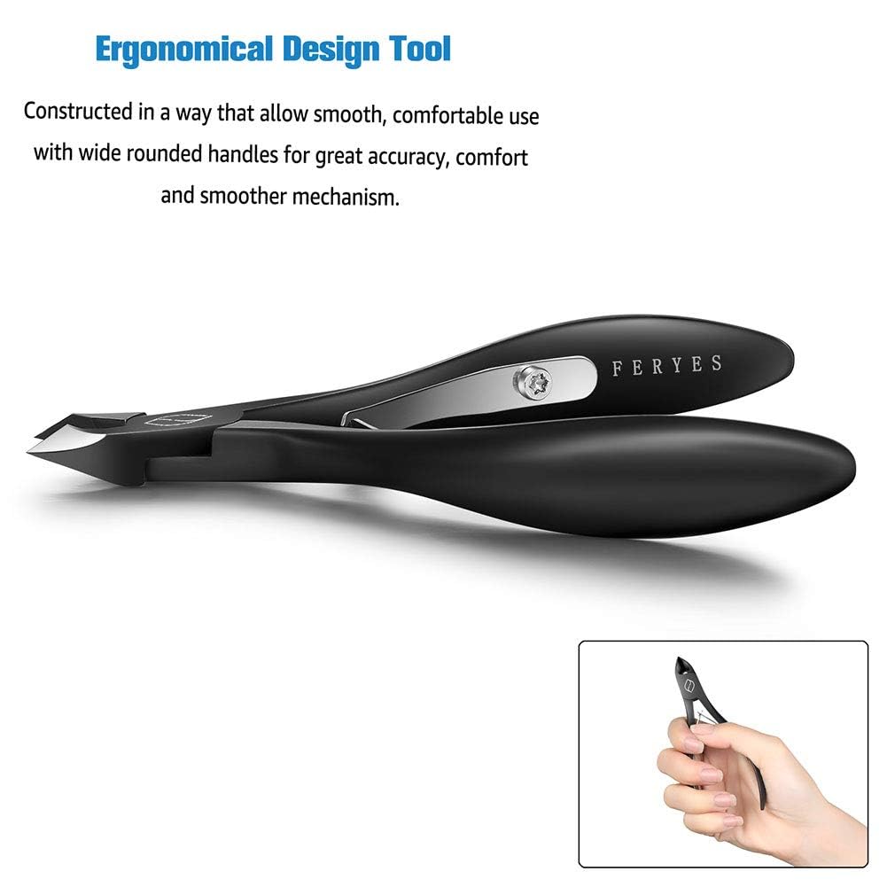 Top view of Feryes black stainless steel nail cuticle nipper