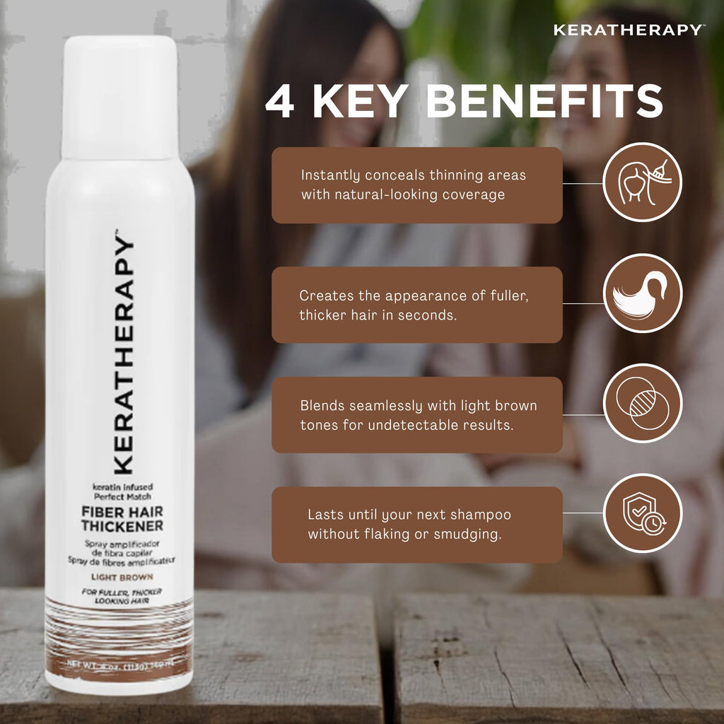 Back label details of Keratherapy light brown hair thickening spray