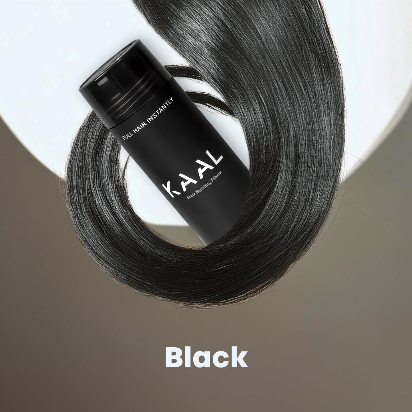 KAAL hair building powder refillable bottle showing applicator top