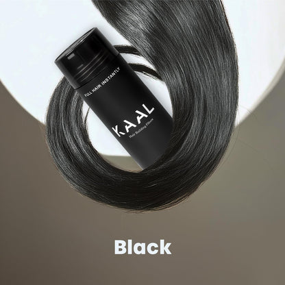 KAAL hair building powder refillable bottle showing applicator top