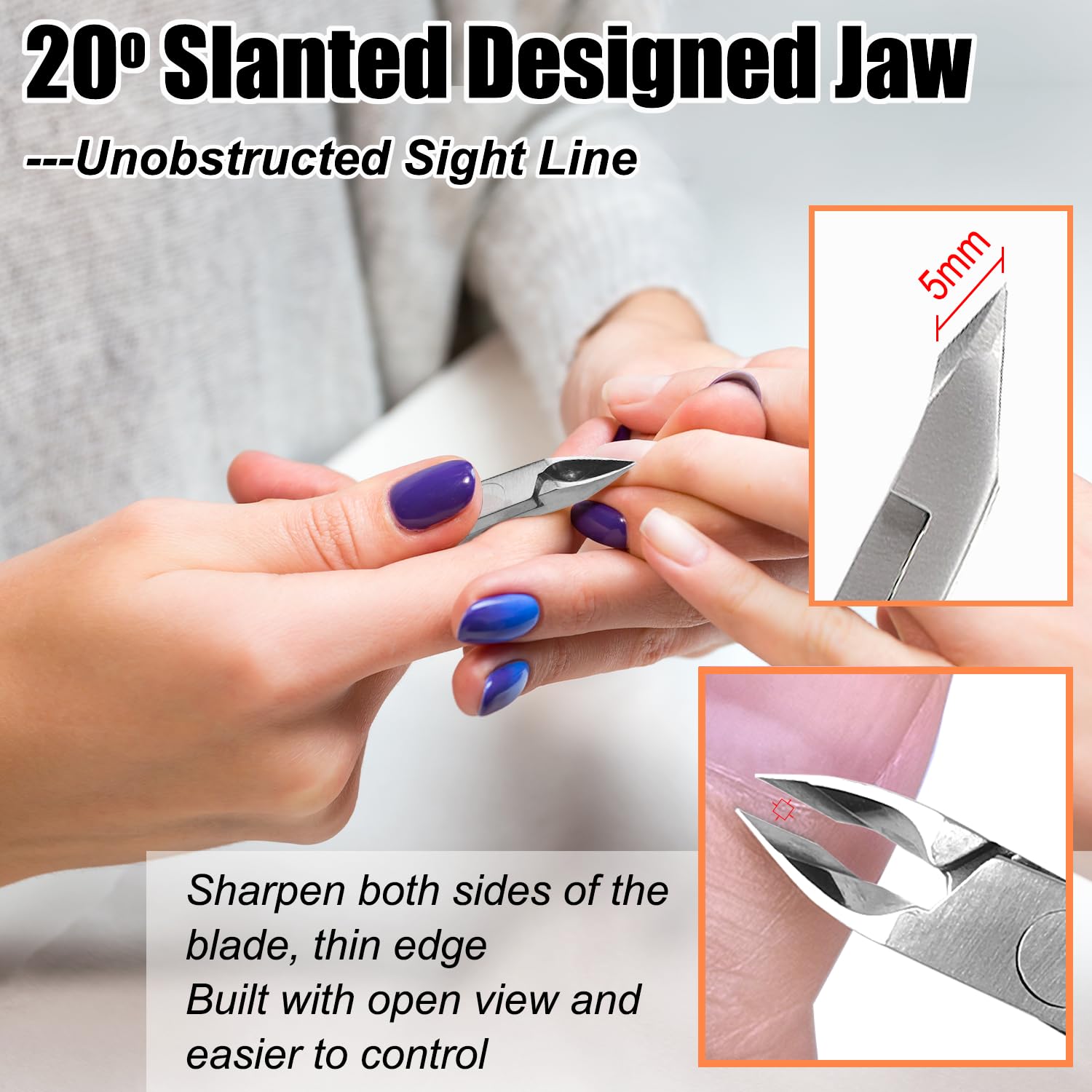 Four-pack professional stainless steel cuticle clippers laid out for a salon manicure presentation.