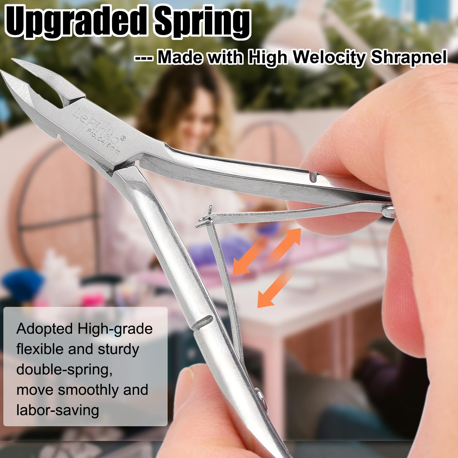 The LePinko dead skin clipper being safely held to demonstrate its ergonomic non-slip handle grip.