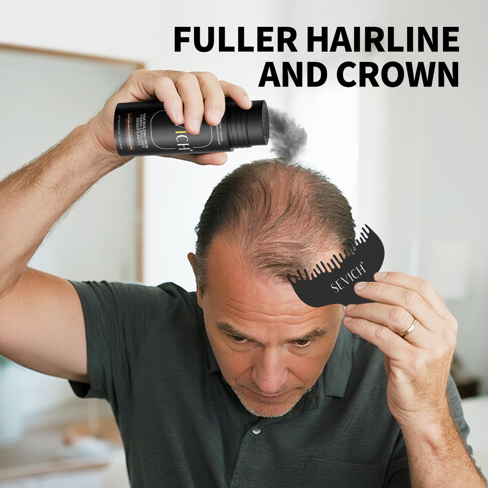 SEVICH hair powder for thinning hair application demonstration on crown area.