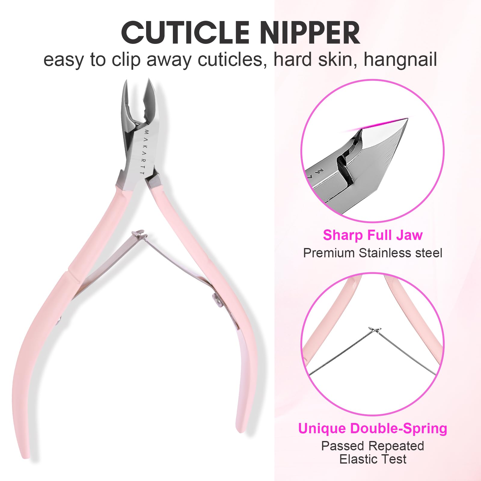 Makartt dual ended cuticle pusher tool with precision tips