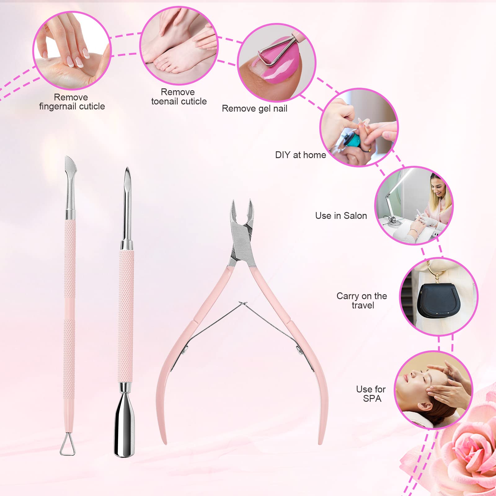 Ergonomic design of Makartt pink cuticle nippers for home use