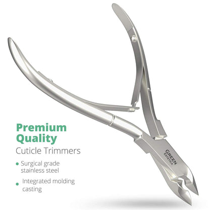 Side profile of Green Estetica stainless steel nail care nipper