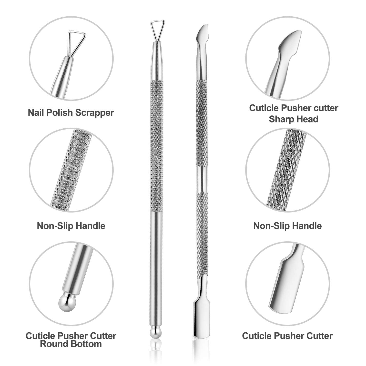 Yinyin metal cuticle pusher and triangle cutter tools