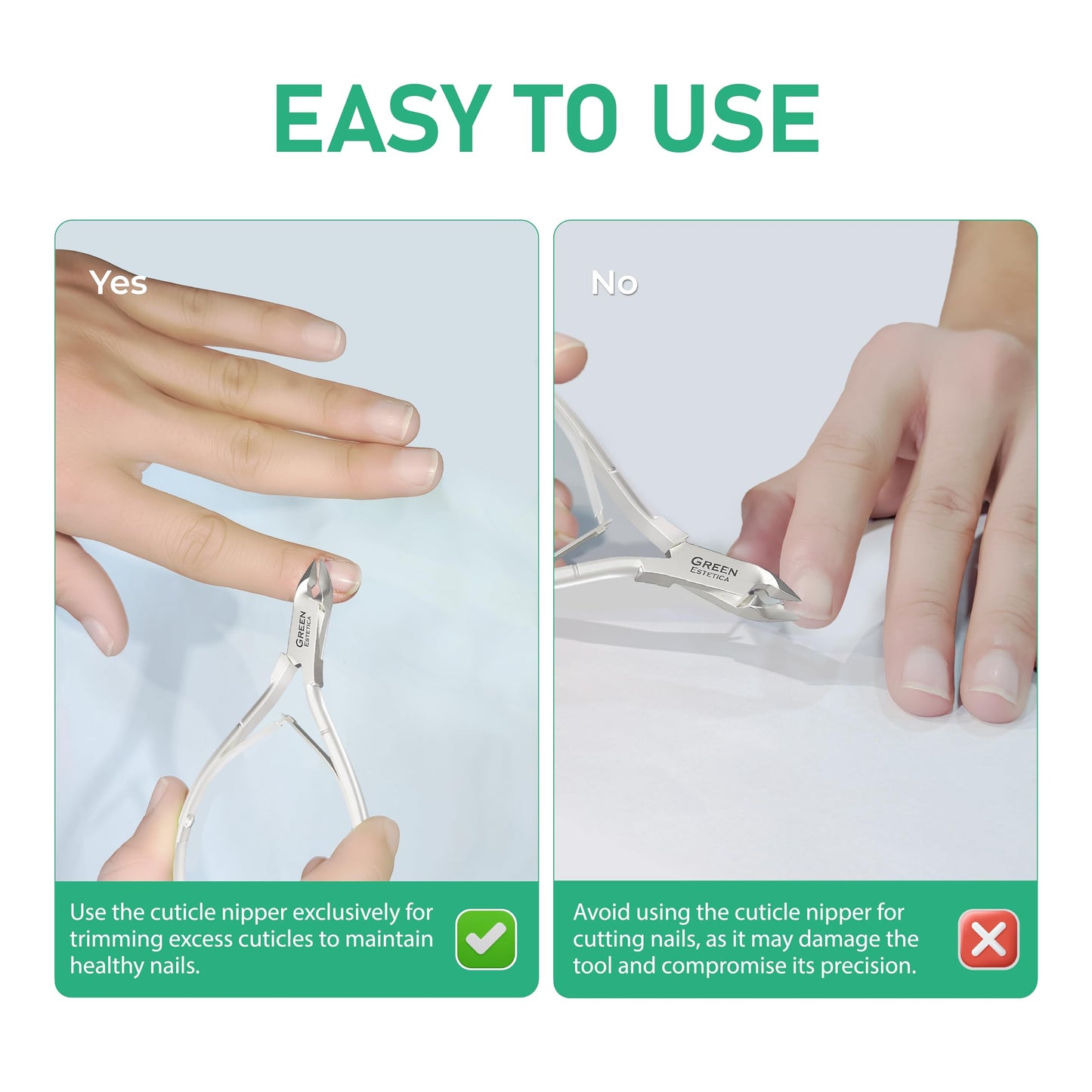 Professional nail care set featuring Green Estetica cuticle nipper