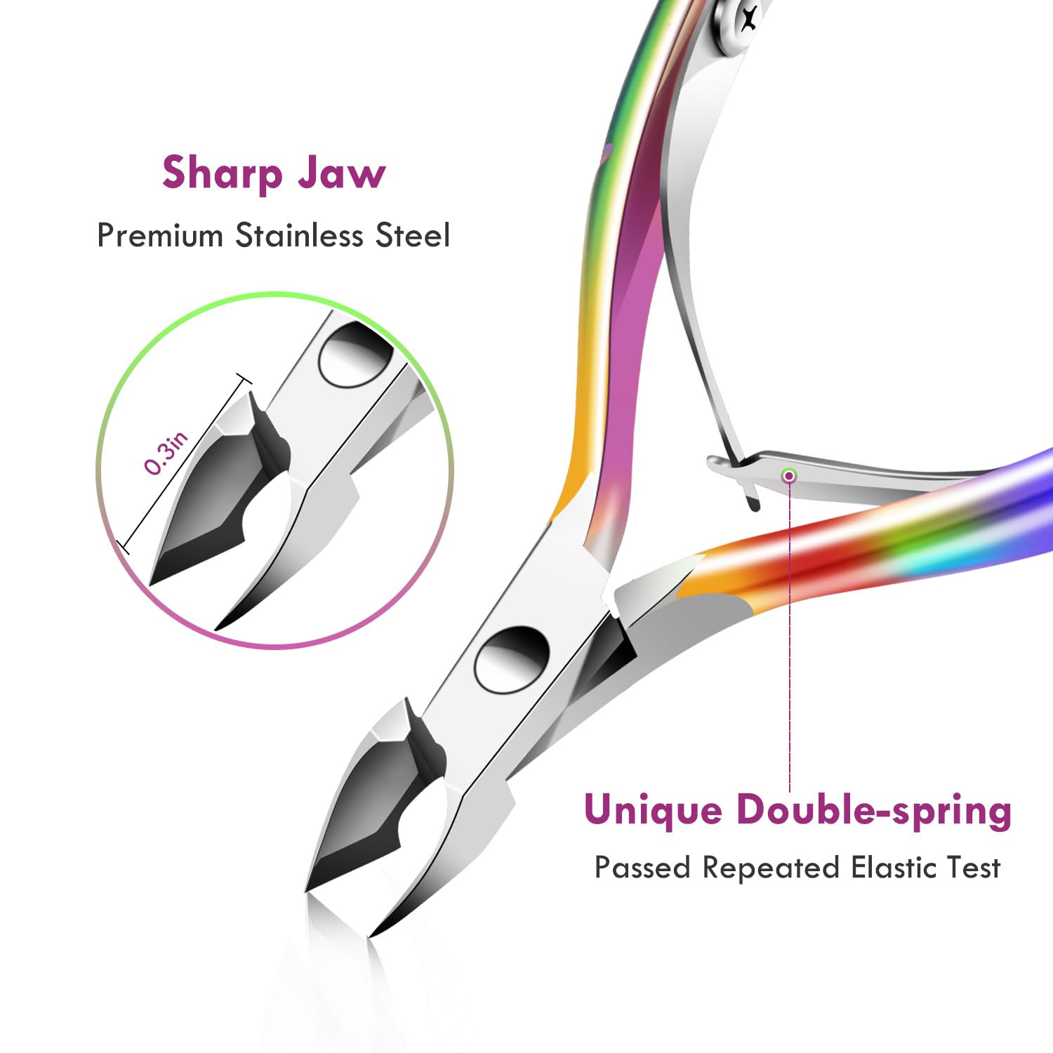 Close up of XUNXMAS professional cuticle nipper jaw