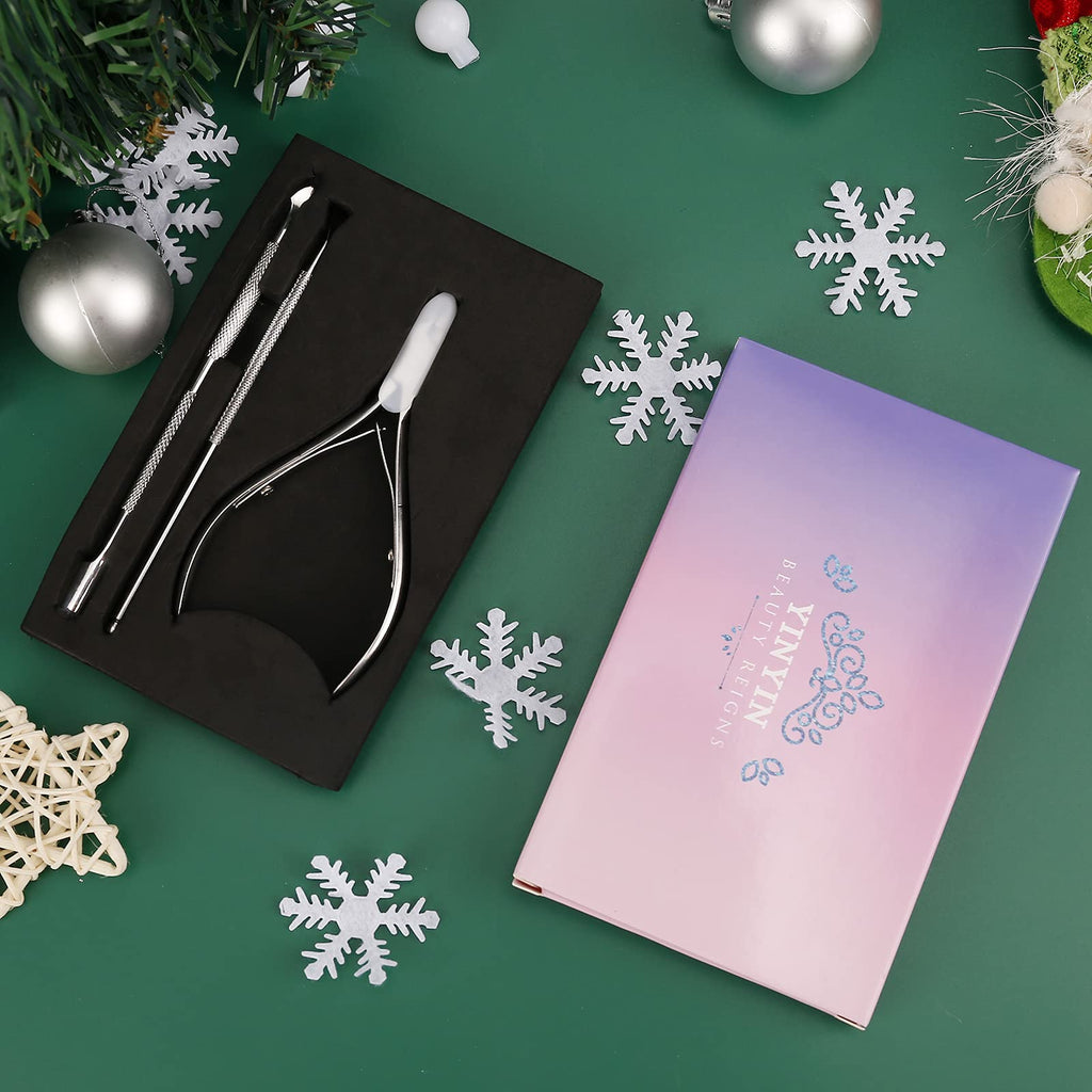 Yinyin cuticle trimmer and pusher set for fingernails and toenails