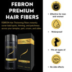 Febron Hair Building Fibers Black 30 Grams side label product details