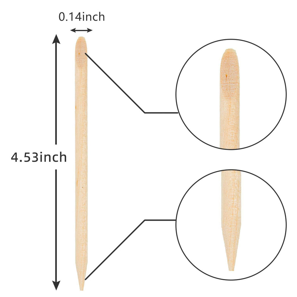 Close up of double-sided wooden cuticle pusher tips