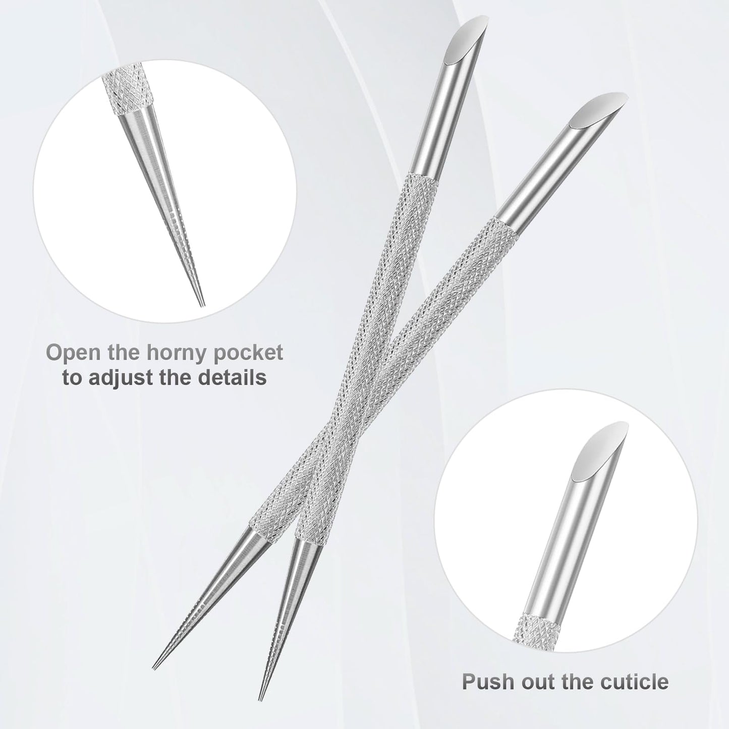 Stainless steel nail cleaning stick tip for precise cuticle care