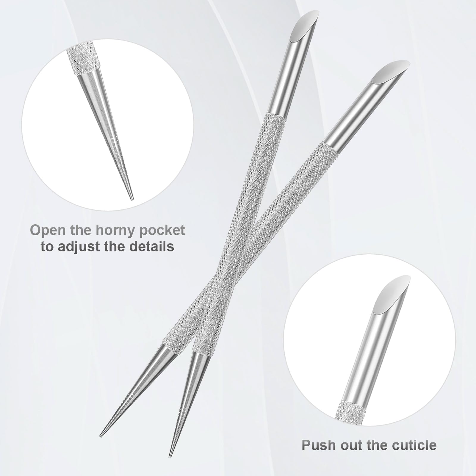 Stainless steel nail cleaning stick tip for precise cuticle care