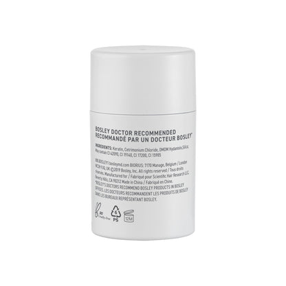 BosleyMD hair building formula bottle showing shade selection and natural keratin label