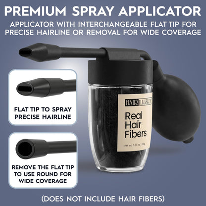 Hair Illusion hair fiber pump tool showing the removable flat tip detached