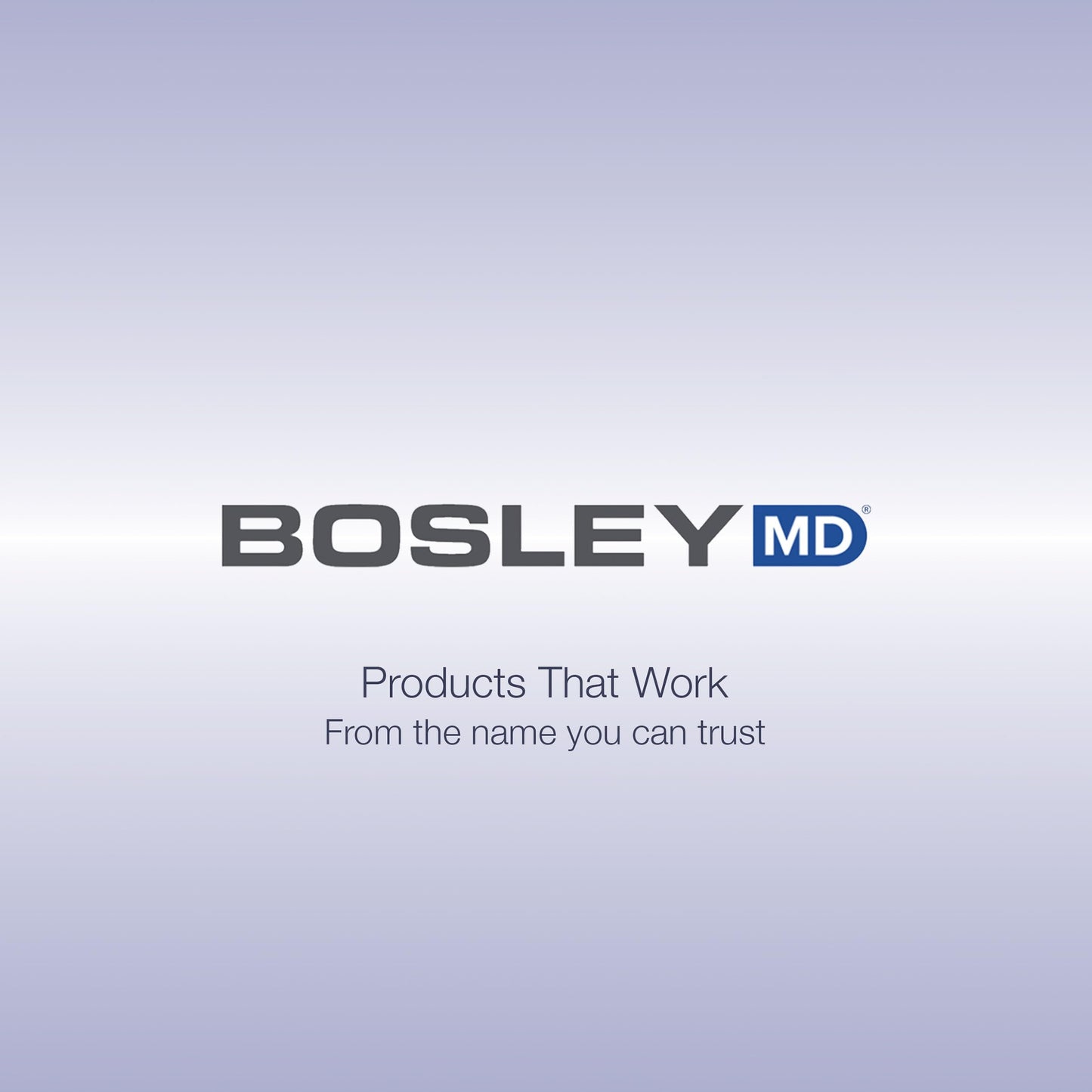 Authentic imported BosleyMD hair building formula bottle base with batch code sticker