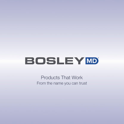 Authentic imported BosleyMD hair building formula bottle base with batch code sticker