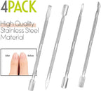 Detailed view of cuticle pusher curved spoon and angled scraper tips