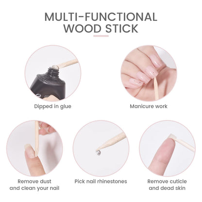 Pointed end of wooden stick for nail art application