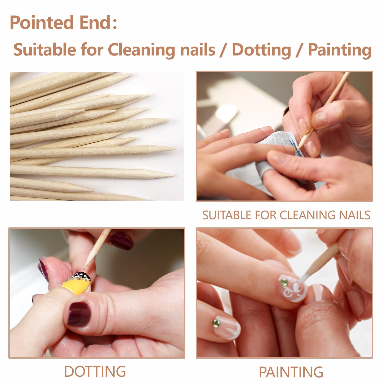 Full set of 180 wooden manicure sticks in packaging