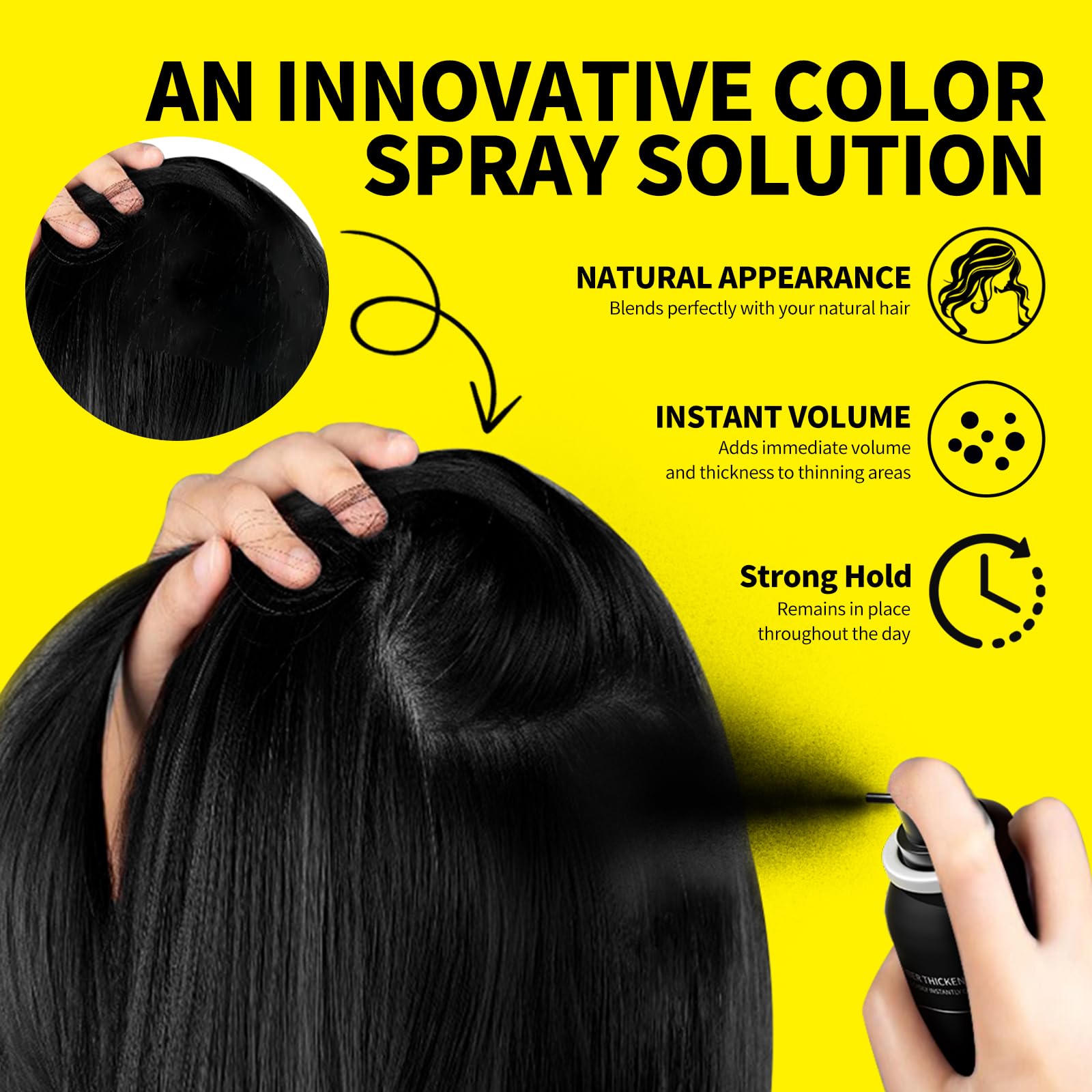 Sevich hair building fibers spray in black color for root touch up