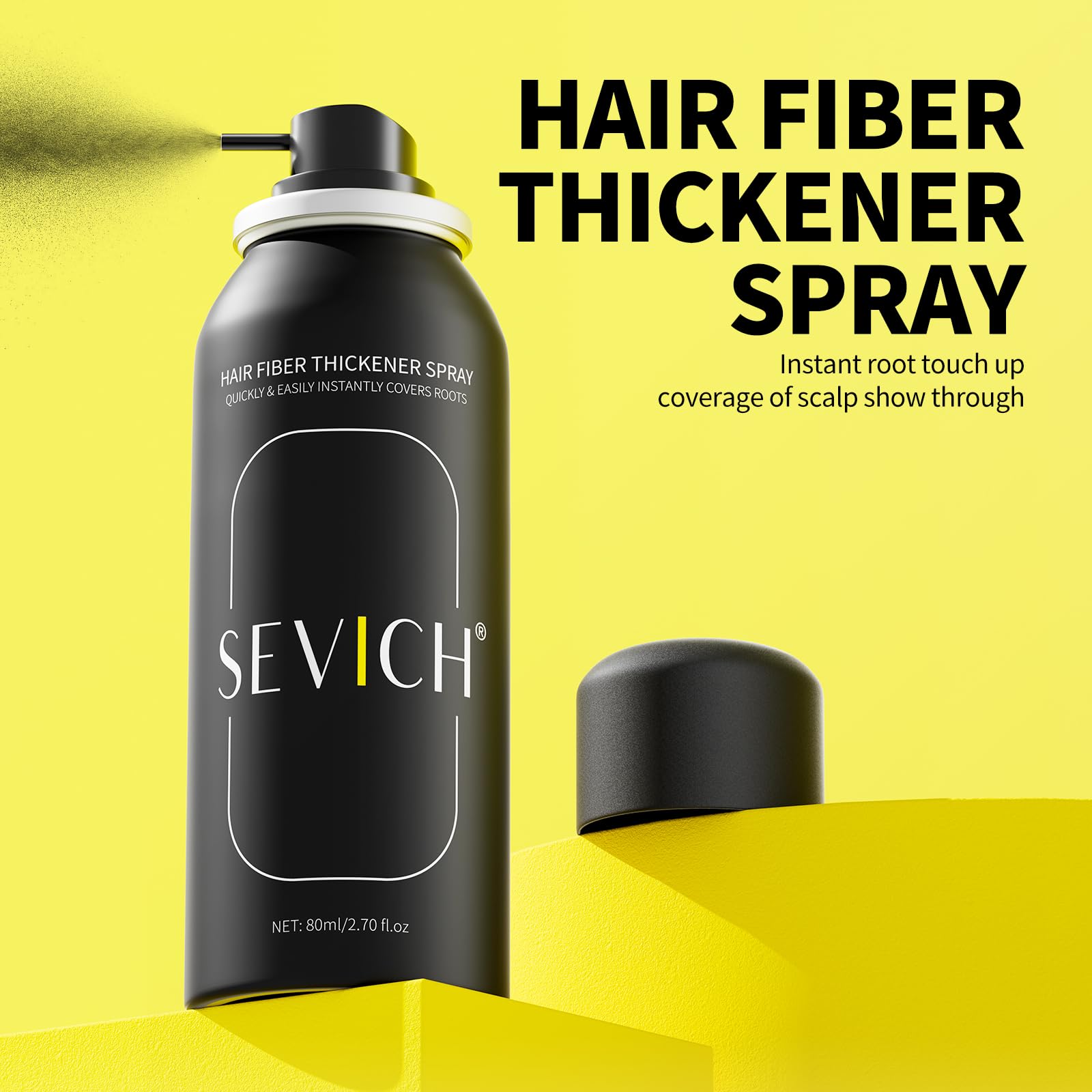 Waterproof hair thickening powder spray canister for thinning areas