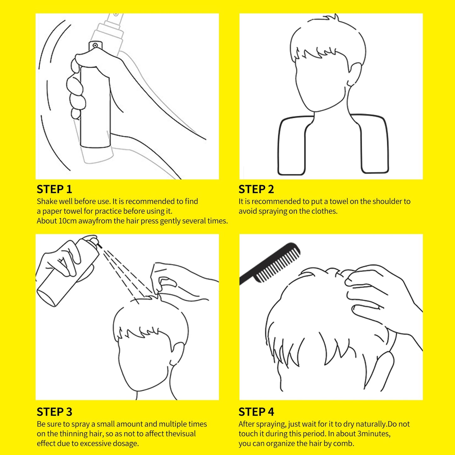 Temporary black hair color root touch up spray application demonstration