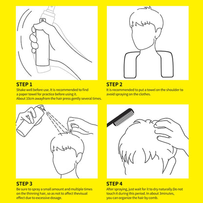 Temporary black hair color root touch up spray application demonstration