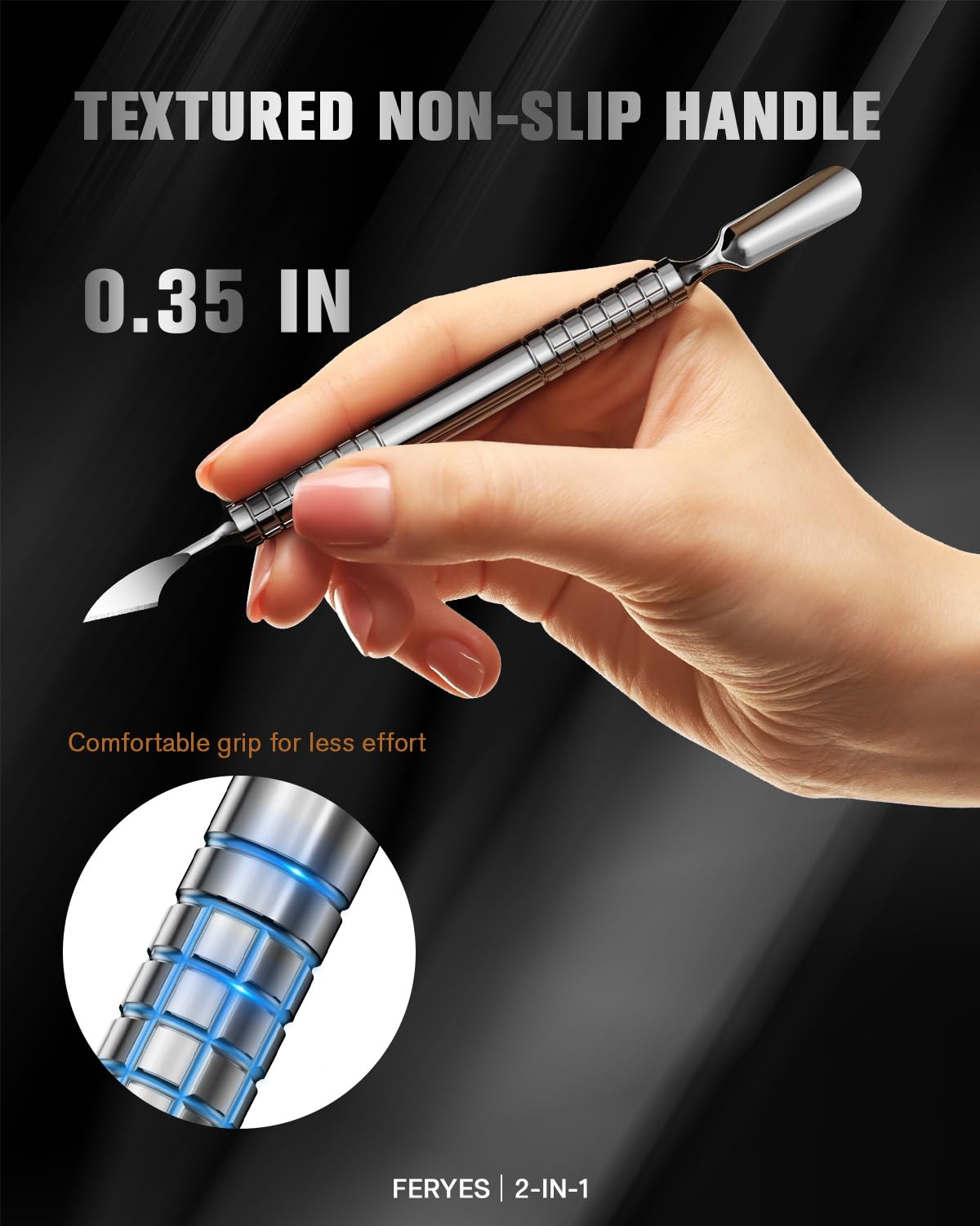 Premium surgical grade stainless steel cuticle scraper for home nail care