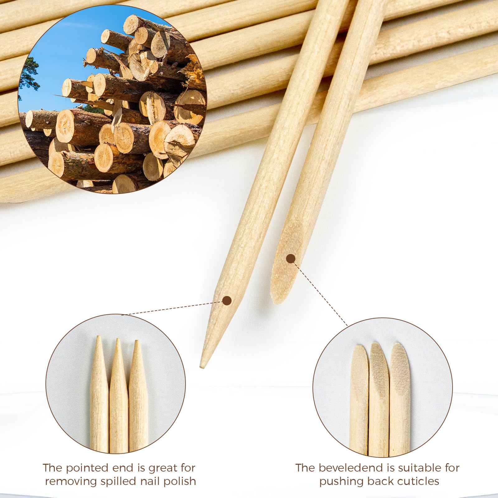 Professional wood cuticle remover sticks for salon quality nail care.
