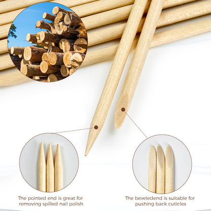 Professional wood cuticle remover sticks for salon quality nail care.