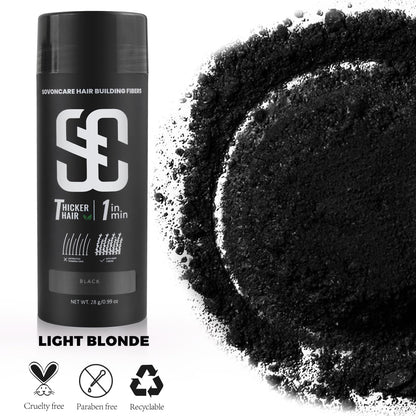 SOVONCARE black shade volumizing hair powder for concealing widening parts and receding hairlines